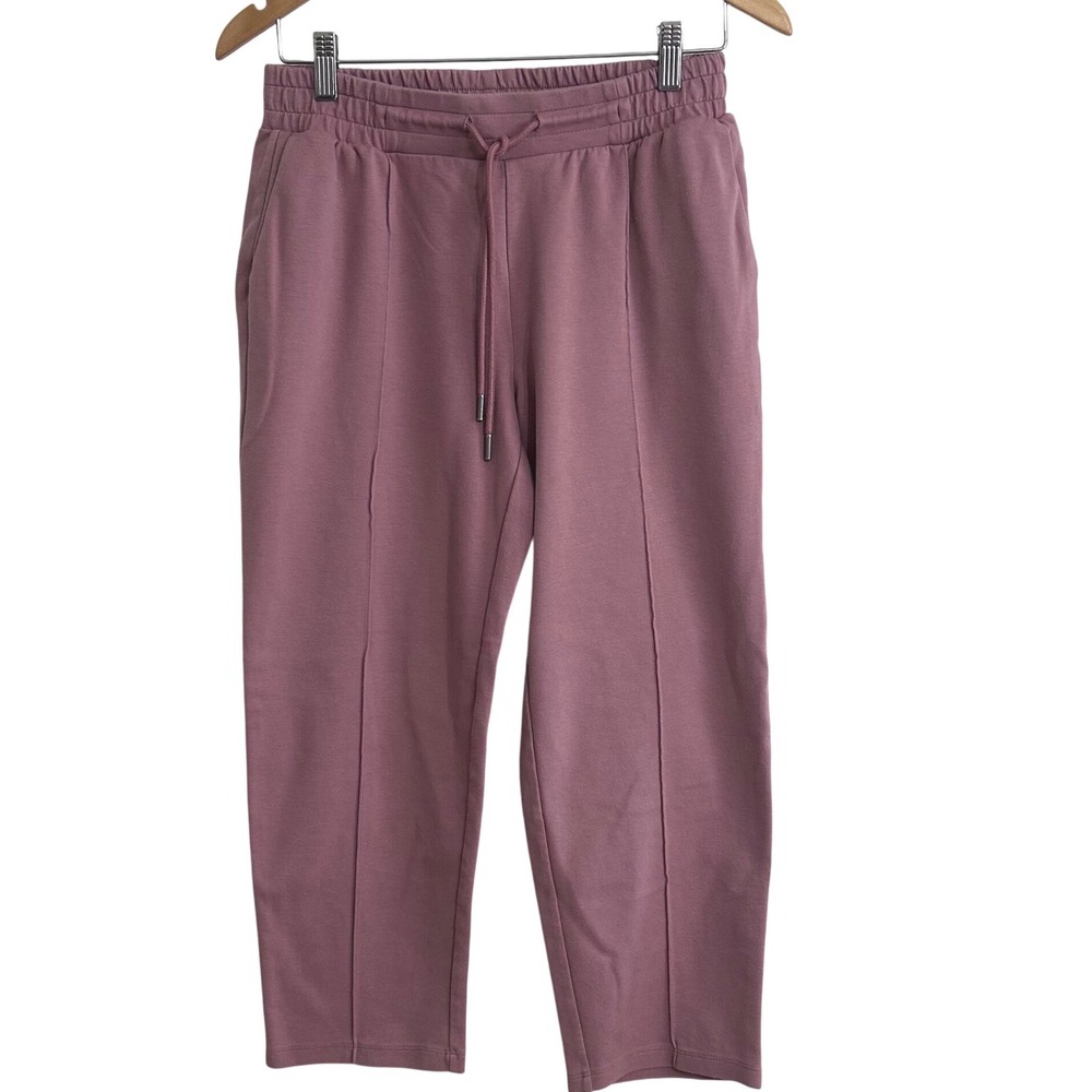 A New Day Women's S Mauve Pink Pintuck Jogger Pants High Rise Drawstring Comfort